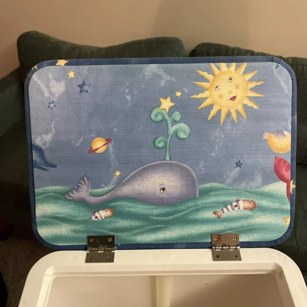 Vtg Lamont Athena Kids Clothes Laundry Hamper MCM Whale Ocean Star Moon Dolphin‎